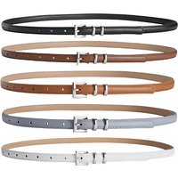 Simple Design Women's Thin Belt Fashion Casual And Versatile Jeans Dress Accessories Girdle Silver Pin Buckle Pu Waistband