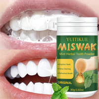 YUITIKUE 80g Miswak Mint Herbal Tooth Powder, Natural Herbal Formula for Teeth Brightening, Deep Cleaning & Fresh Breath