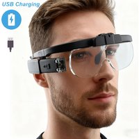 3.5X/4.5X Eyeglass Magnifier USB Rechargeable Magnifying Glasses with LED Light Glasses Magnifier for Reading Jewelers Repair