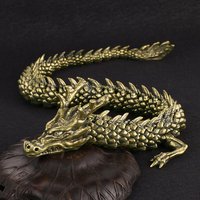 1Pcs Moveable Body Joints Antique Alloy Lucky Dragon Desktop Office Crafts 3D Dragon Statue Ornament Home Decoration Gifts〔Nest〕