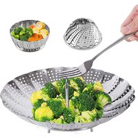 LMETJMA – panier à vapeur extensible en acier inoxydable, insert de cuisson à la vapeur pliable pour légumes et aliments à la vapeur JT191