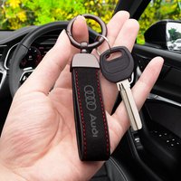 Solid Metal Suede Key Fob Strap O-Ring Lanyard Pendant For Audi RS TT Q7 Q4 Q3 Q5 A7 A5 A6 A4 A3 A1 Motorsport Tuning Accessorie