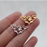 3pcs Ghost Bat Charm For Jewelry Making Stainless Steel Halloween Pendants For Necklace Earring DIY Supplies Craft Accessories