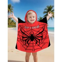 Red Spider Bathrobe Soft Bathrobe Super Absorbent Side buttons Suit For Beach Pool Seaside Camping For Girl And Boy Age 2-11