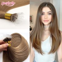 Elastic Nano Bead Human Hair Extensions Straight European Remy Human Hair Nano Ring Tip Extensions for Women