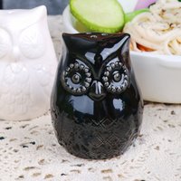 Handmade Owl Ceramic Salt & Pepper Shaker Set Unique Rustic Charming Kitchen and Home Decor Tableware Gift Idea