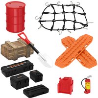GLOBACT RC pièces de voiture sur chenilles décoration de toit filet à bagages planche de récupération boîte à outils boîte en bois pelle pour 1/18 TRX4M 1/24 Axial SCX24