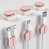 pink Desktop cable organizer without punching data cable storage and organization tool, computer cable fixing device buckle