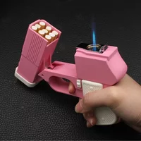 AliExpress Pistol-shaped Cigarette Box Blue Flame Lighter, Cycle Inflatable Bright Colors, Decompression Toys, Men's Cigarette Accessories