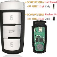 Jingyuqin 3 Tasten halb Smart / Keyless Go Remote Autos chl üssel anhänger 3 c0959752ba/bg 433mhz id46/48 Chip für vw passat magotan cc