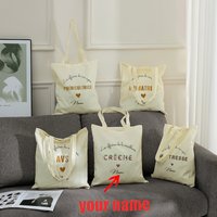 Personalized Floral Letters Avs Aesh Leopard Atsem Terracotta Patterns Canvas Shopping Bag Tote Bag for Thank You Teachers Gifts