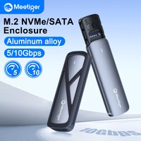 Meetiger M.2 NVMe SSD Enclosure 5/10Gbps External Case for M.2 NVMe NGFF SATA SSD Adapter Tool Free External Hard Drive Case