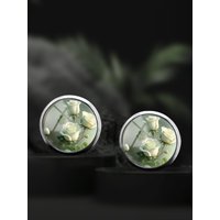 1 Pair of White Rose Pattern 316 Stainless Steel Earrings, Simple and Classic Style Jewelry for Men and Women for Daily Wear and Vacation