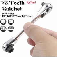 Rafford Mini Treble 1/4 Ratchet Wrench Double Ended Quick Socket Ratchet Wrench Screwdriver Hex Torque Wrenches Set 2in1 Spanner