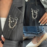 New Trendy Zircon Sun Heart Pendant Irregular CCB Beaded Chain Multi-layer Tassel Brooch for Women Pin Pants Ankle Chain Jewelry