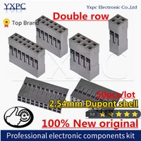 50pcs double row Dupont Plastic Shell 2x 1/2/3/4/5/6/7/8/9/10 P Dupont wire plug 2.54mm Dupont Connector Dupont terminal