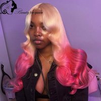 Short Straight Blonde Human Hair Wig Beauty High Quality Top Sale Synthetic Hair Heat Resistant Daily Party Use 60 Pink Ombre Wa