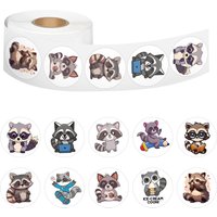 100-500pcs Cartoon Little Raccoon Doodle Stickers Decor Luggage Laptop Helmet Skateboard Kids Toys Seal Label Rewards Sticker