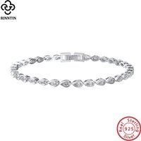 Rinntin Shiny Tennis Bracelet 925 Sterling Silver Pear Cut 2*4mm CZ Bazel Setting Luxury Wedding Chain Bracelet Jewelry SB154