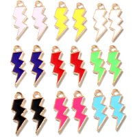 20Pcs/lot 7*20mm 10 Colors Mix New Alloy Metal Drop Oil Lightning Charms Nature Pendant For DIY Bracelet Necklace Jewelry Making