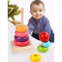 Rainbow Tower Stacker Children Wooden Toys Size Recognition Puzzle Montessori Educational Supplies Gifts For Kids Toy TMZ