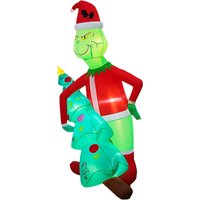 7FT Weihnachten aufblasbare Dekoration Stroh Mann ältere sitzende Geschenk Elf Green Goblin Outdoor Garten LED Weihnachtsdekorationen