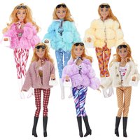 30cm Doll Full Set 1/6 Bjd Female Doll with Beautiful Winter Fashion Plush Fur Coat and Clothes Suit