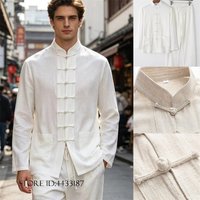 Costume traditionnel chinois pour homme taille 5XL, ensemble de kung-fu et de tai-chi en coton et lin, chemise et pantalon, uniforme printemps-été, nouveau
