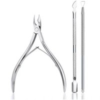 Stainless Steel Nail Cuticle Scissors Set With Dead Skin Pusher,Manicure Pedicure Tool, UV Polish Gel Remover Tool For Nail Care