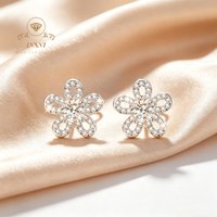 1Ct D Color Sunflower Moissanite Stud Earrings S925 Silver Luxury Korean Style Commuter Jewelry Gifts for Women Non-allergic