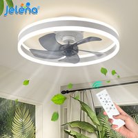 Jelena Okrągłe Lampy Sufitowe z Wentylatorem i Pilotem do Sypialni, Salonu, Jadalni, Dekoracja Domu, Nowoczesna Inteligentna Lampa LED z Wentylatorem