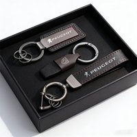 Leather Keychain Car Styling Emblem Metal Pendant For Peugeot 206 2008 207 5008 208 3008 308 107 508 406 407 307 301 408 607 106