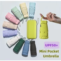 UPF50+ Mini Folding Umbrella Vinyl Sun Shade Umbrella Small Pocket Rain Travel Umbrella Ultraviolet Protection Capsule Parasol