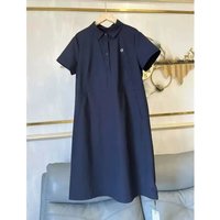 Women's Polo Collar Shirt Dress Casual Loose Short Sleeve Summer Midi Dress