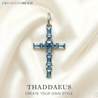 Pendant Cross with Aquamarine Stones Brand New Fine Jewelry 925 Sterling Silver Accessories Romantic Gift For Woman