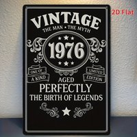 Vintage 1976 "The Man The Myth The Birth Of Legends" Metal Tin Sign, Retro Birthday Wall Art Decor Plaque for 1976 Born Men