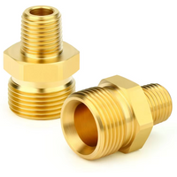 Brass Pressure Washer Coupling Adapter M22-14mm Male to 3/8 and 1/4 Connector M22 Pressure Washer Hose Adapter Fitting 4500 PSI