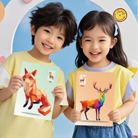 6 Patterns Handmade Stickers Animal Theme Focus Enhancement Geometric Collages Enlightenment Cognitive Stickers Learning Play