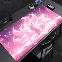 Pink Fox Large Gaming Mousepad XXL Gamer Mouse Pad Office Long Table Accessories Mouse Mat Kawaii Nine-tailed fox Desk Mat Xxl