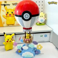Keeppley Pokemon Elf Ball Hot Air Balloon Model Building Block Pikachu Assembled Collection Ornaments Gift