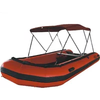 Boat Tent 2 Bow Inflatable Boat Bimini Top with Rear Support Pole and Storage Boot for 1-1.5M Width Boat