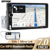 Hippcron 7" Car Radio Car Multimedia Video Player bluetooth Stereo Touch Screen Support TF AUX USB Mirror Link 12v Universal