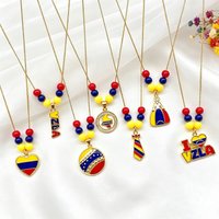 Enamel Art Venezuela Colombia Gift Flag Cross Violin Bird Necklace for Man Woman Party Birthday Jewelry National Day Choker
