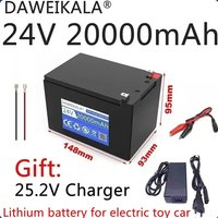 2026 24V Battery 20Ah 18650 lithium battery pack Rechargeable battery for solar energy electric vehicle battery+25.2v2A charger