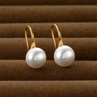 Anziw Elegant Pearl Drop Earrings 8-8.5mm Natural Freshwater Pearl Hook Earrings For Women Classic Wedding Jewel 14K Gold Fille