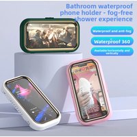 Waterproof mobile phone box with 360° rotation punch free bathing artifact anti fog mobile phone box for kitchen wall waterproof