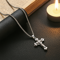 Personality Long Zinc alloyl Non Fading Cross Necklace Hip-hop Men's Trendy Sweater Chain, Hoodie Chain, Women's Jewelry Gift