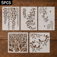 5PCS Decorative Pattern Stencil Set Reusable Drawing Templates for DIY Painting Wall Art Scrapbooking Craft Decor