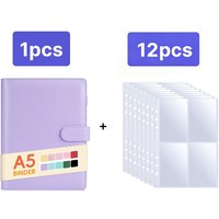 A5 Kpop Photocard Binder with 12 Pieces Double-Side 4-Pocket Card Pages, 6 Ring Binder Card Collector Album with 96 Card Slots