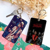 M-Michael Jackson Access & Meal Card Holder Keychain Credit ID Bank Card Protective Case Keychain Pendant Fashion
